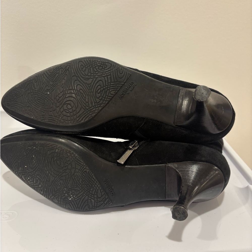 Aquatalia Black Suede Ankle Booties with Side Zip